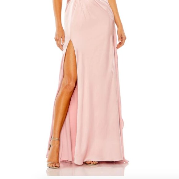 MAC DUGGAL 11642 OPEN BACK HIGH NECK SIDE RUCHED SHELL PINK GOWN sz 10 - Picture 5 of 7